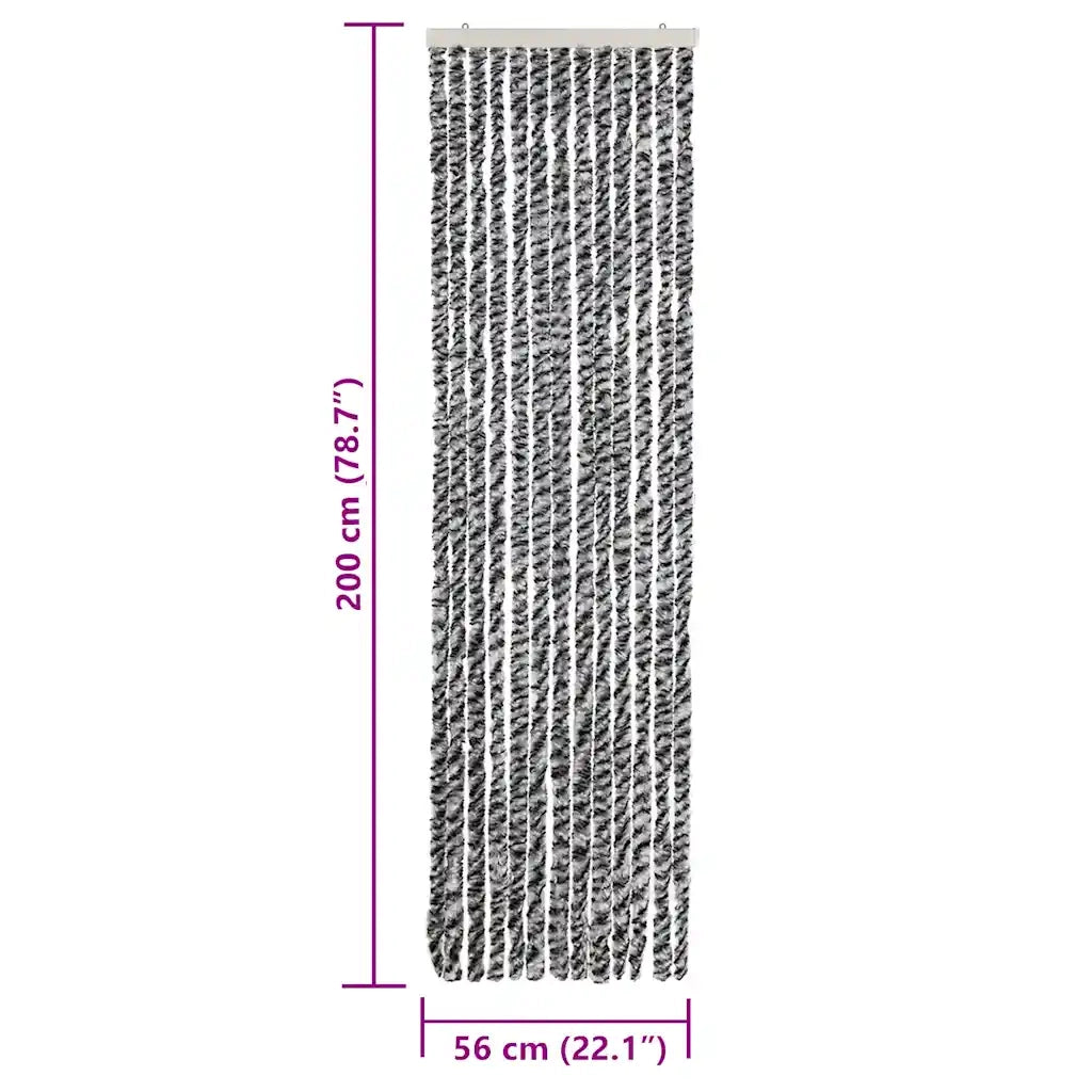 Tenda Antimosche Grigia Nera e Bianca 56x200 cm in Ciniglia CFW1633458