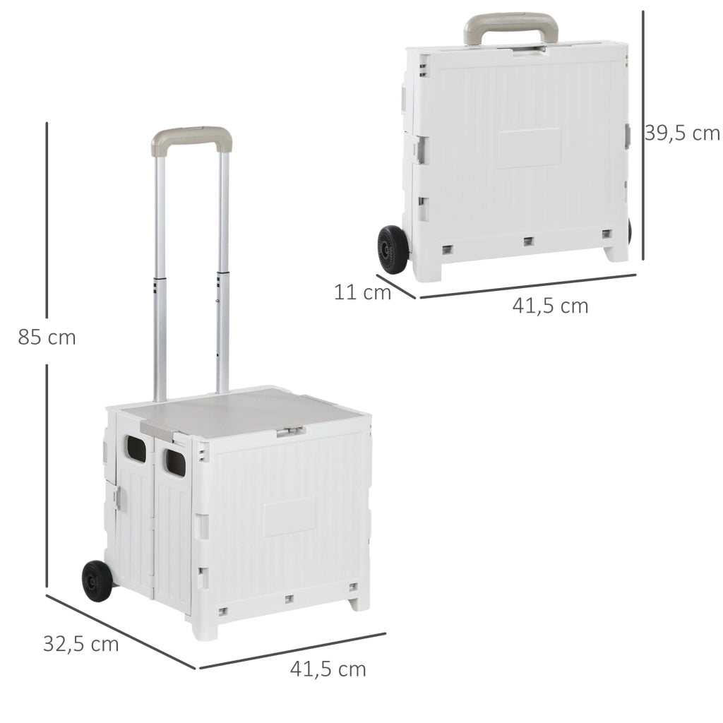 Carrello per la spesa con 2 ruote e manico regolabile ¨C Minimal ¨C 41,5x32,5x85 cm bianco