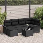 Set Divano da Giardino con cuscino 7 pcs Nero polyrattan 3345443