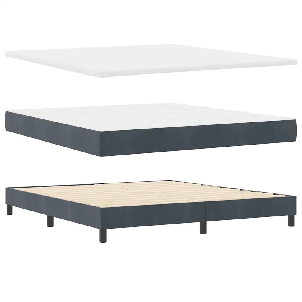 Letto a molle con testiera Grigio scuro 200 x 180 cm Velluto 3341427