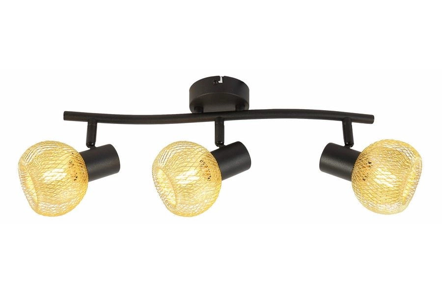 Plafoniera Reality Loretto nera 3 luci E14 oro rete