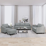 Set di Divani 4 pz con Cuscini Grigio Chiaro in Tessuto