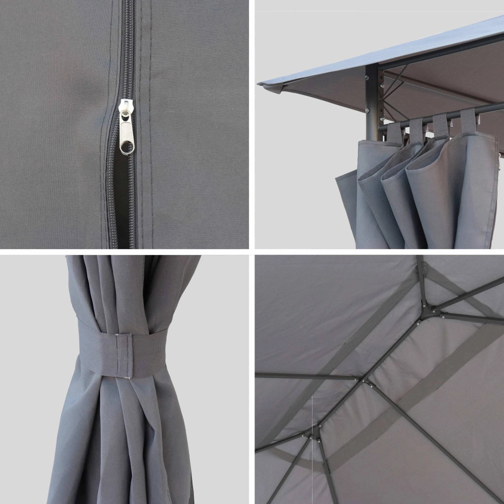 Telo di tetto + tende per pergola 3x4m divio, grigio