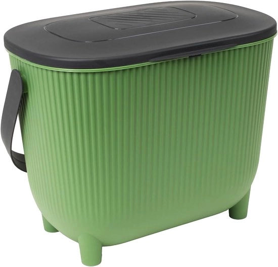 Compostatore XXL 10 litri con filtro di anidride carbonica - apertura XXL - filtro di odore - design moderno - nero