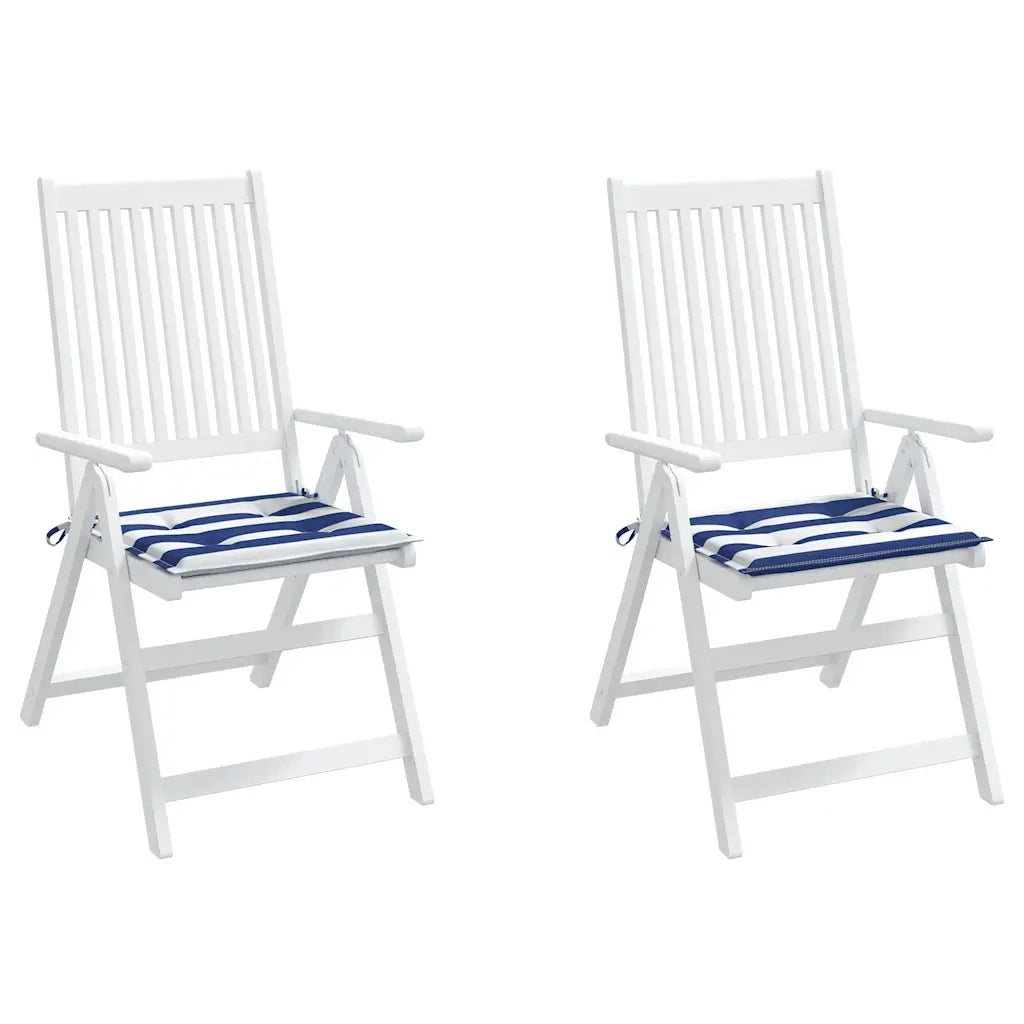 Cuscini per Sedia 2pz Strisce Bianche e Blu 50x50x3 cm Tessuto 361077