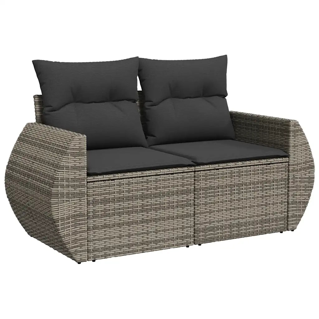 Set Divani da Giardino 7 pz con Cuscini Grigio in Polyrattan 3326651