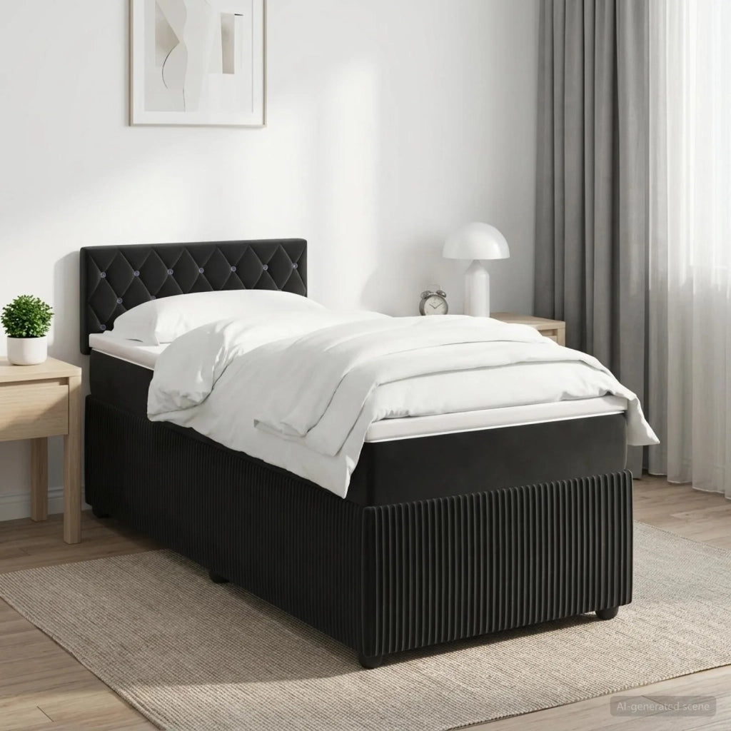 Letto box spring con materasso Nero 80 x 200 cm Velluto 3453025