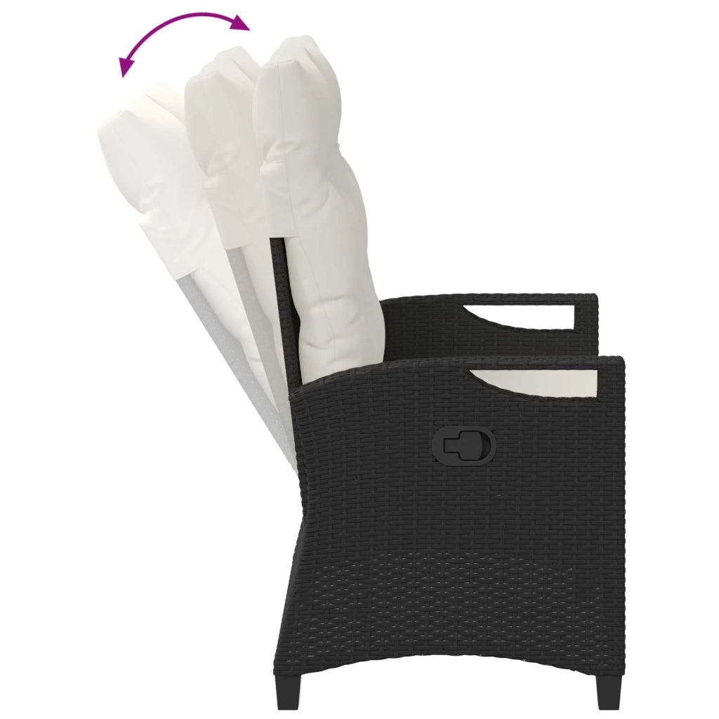 Panchina da giardino con cuscino Nero e Crema 105 x 60 x 112 cm 42026850