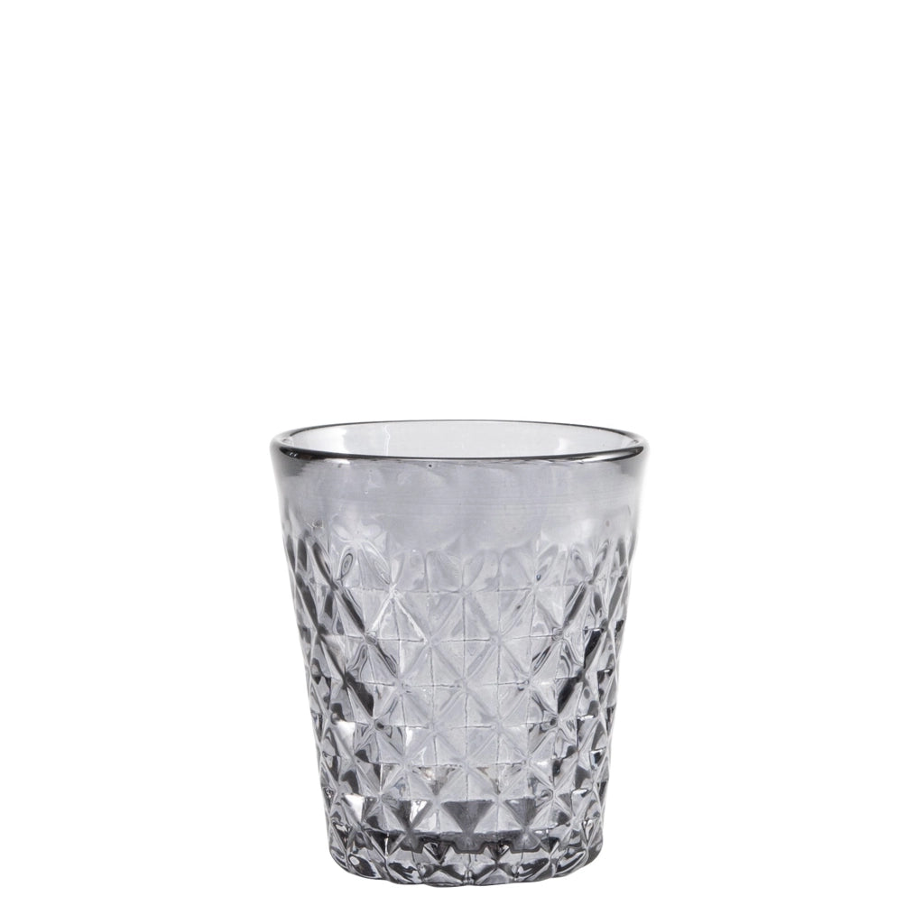 Zafferano Bicchiere Tumbler Serie Balloton in Vetro Soffiato a Bocca Colore Grigio Texture a Rilievi Artigianali Set da 6 Pezzi Capacità 35 cl