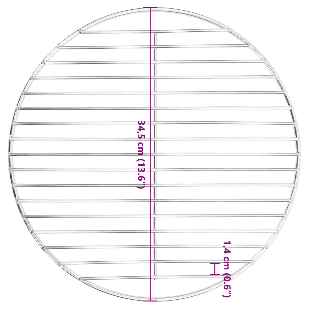 Griglia per Barbecue Rotonda ?34,5 cm Acciaio Inossidabile 304 CFW3772464