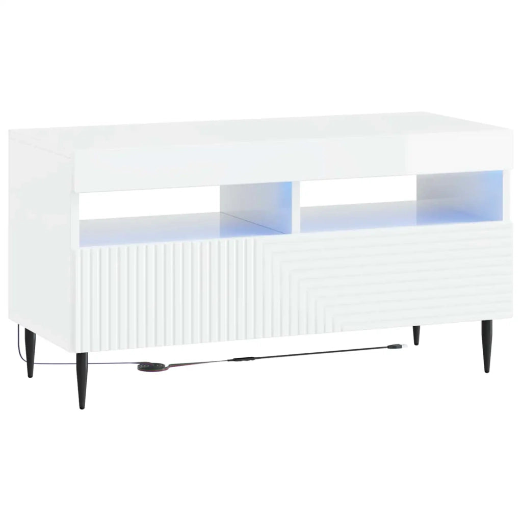 Mobile TV LED Bianco Lucido Legno ingegnerizzato 896999