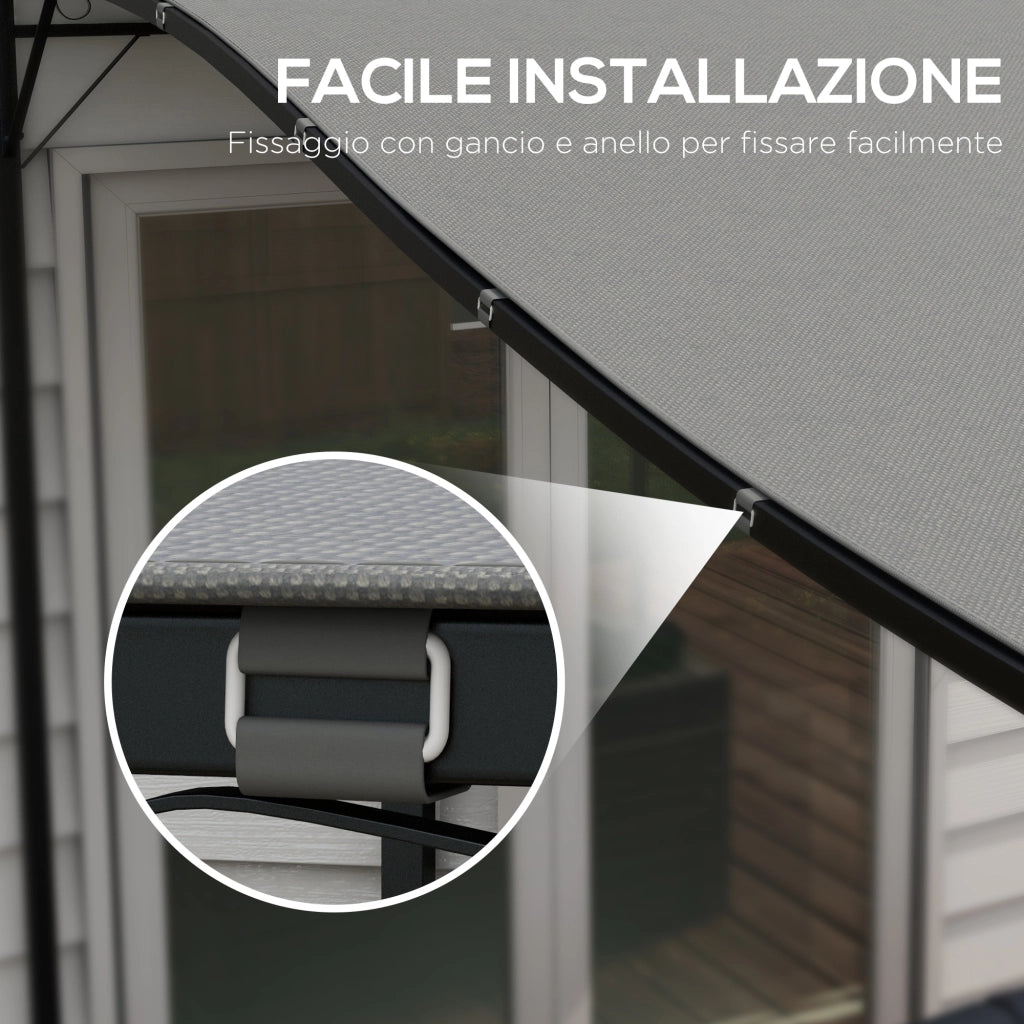 Telo Pergola da Giardino ¨C zephmum ¨C Grigio 297x297 cm 3x3 m con Fori Drenaggio
