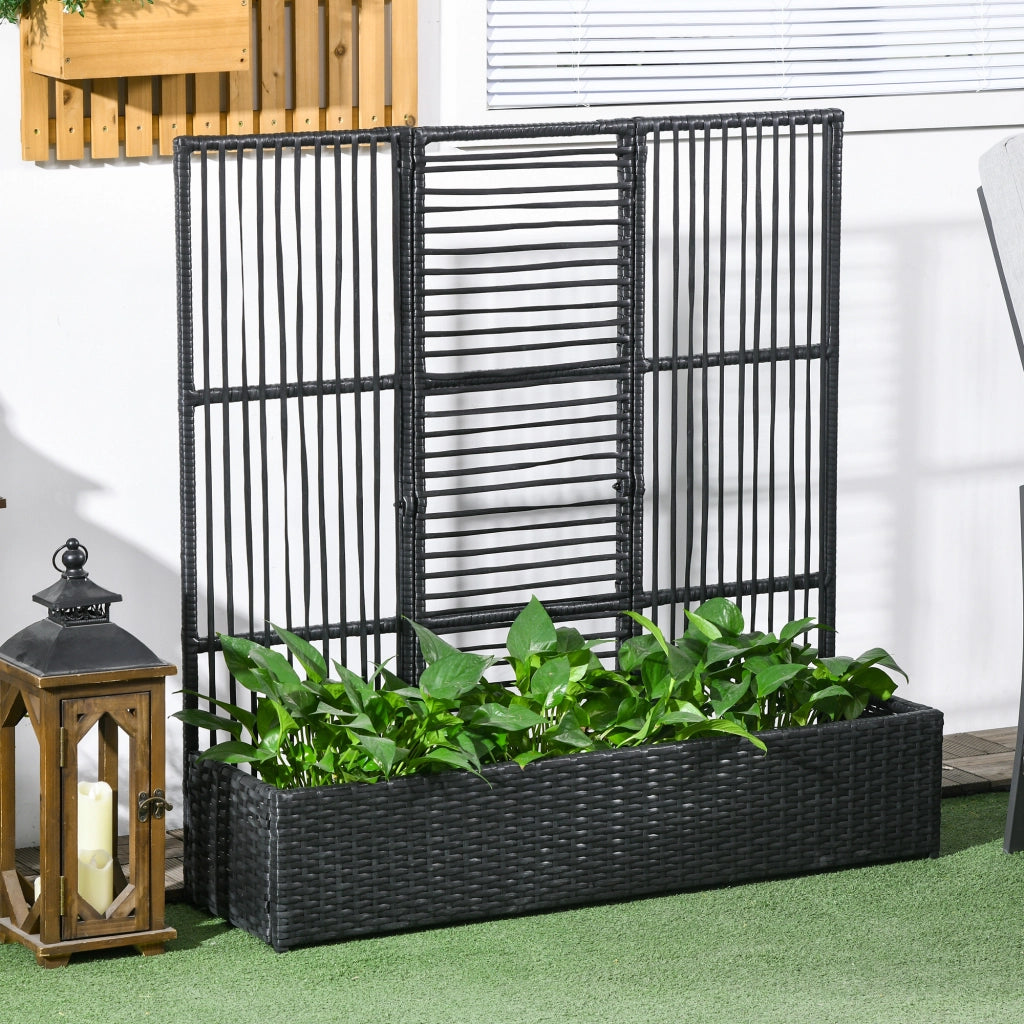 Fioriera con Spalier ¨C Xylo ¨C Polyrattan Nero 103x29x103 cm