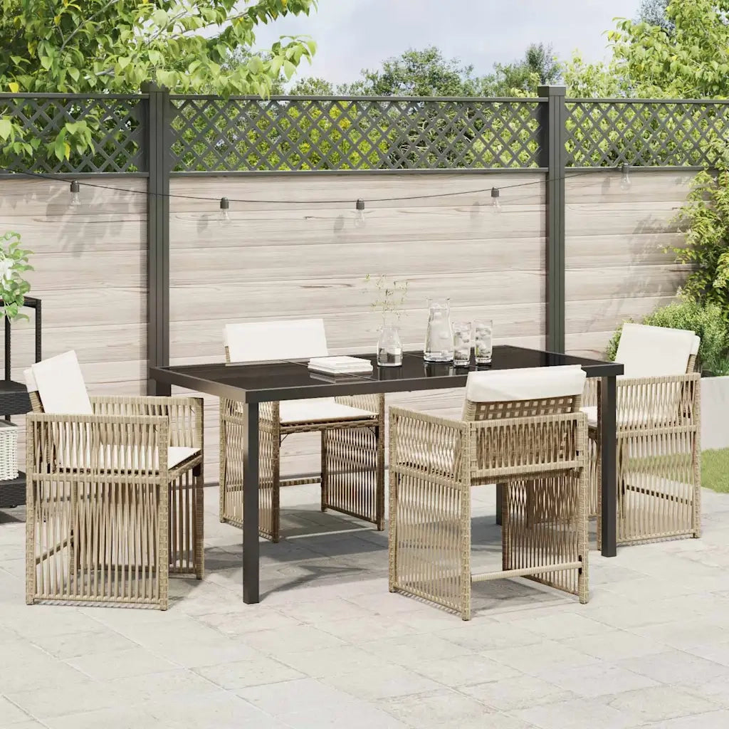 Set da Pranzo per Giardino 5 pcs Beige polyrattan