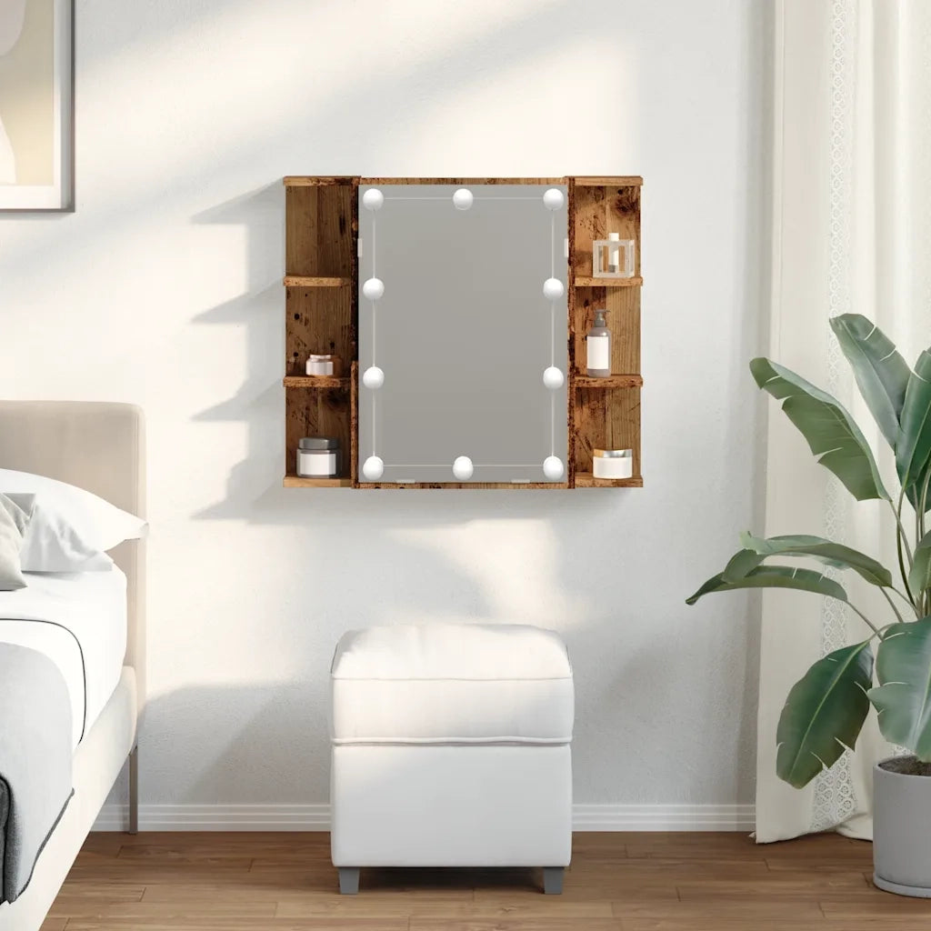 Mobile a Specchio | Armadio da bagno con LED Legno Antico 70x16,5x60 cm