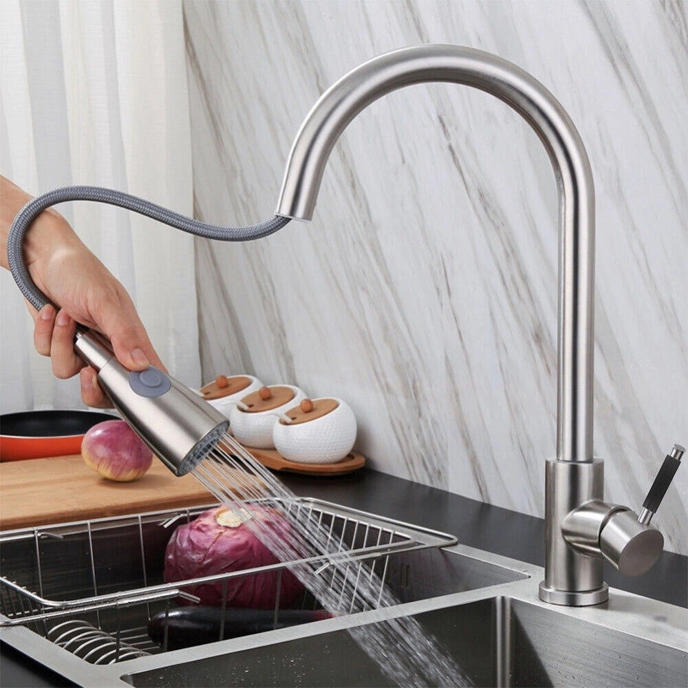 Trade Shop - Miscelatore Rubinetto Lavello Cucina Getto Lavabo Con Doccetta Estraibile 59595 -