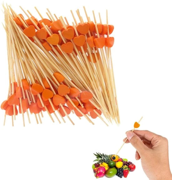 Stecchi per cocktail 100 pezzi - Denti di legno - Spiedini di bambù - Articoli per feste - Per piatti - Materiale sicuro