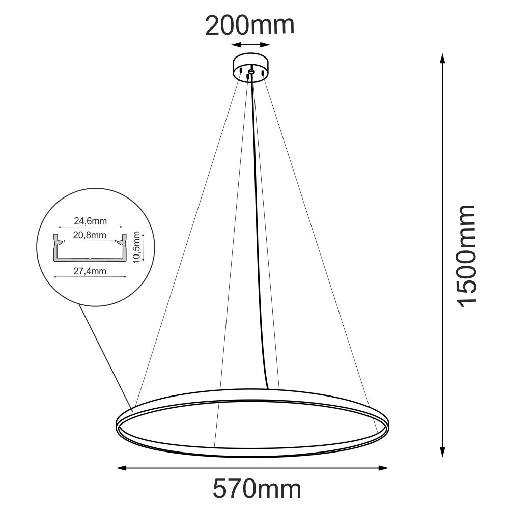 Lampada sospensione AGARI anello Ø57 oro LED 35W Shilo