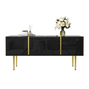 TAVOLINO DA CAFFÈ Nero Lucido 100x60x41,5 cm con 2 Cassetti
