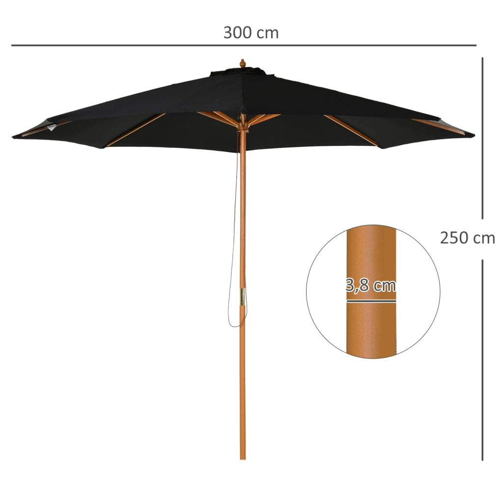 Sonnenschirm in legno ¨C Minimal ¨C ? 300 cm nero