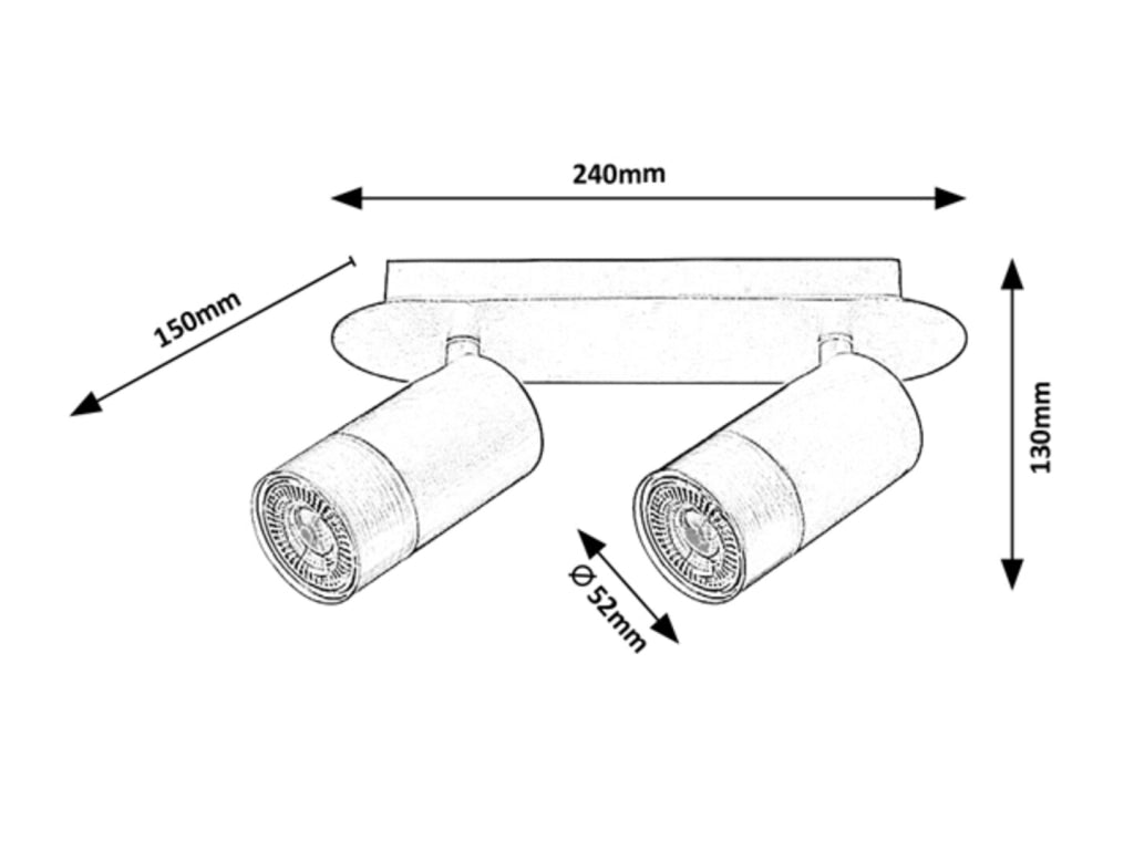 Lampada parete-soffitto moderna 2xGU10 nero Zircon Rabalux