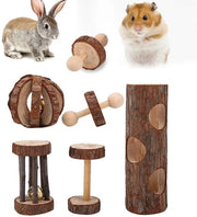 Set di Giocattoli in Legno per Hamster - Attività di Educazione e Divertimento - Set di 5 Pezzi - Materiali di Qualità - Higiene e Attività per Hamster - Giocattoli per Animali di Compagnia