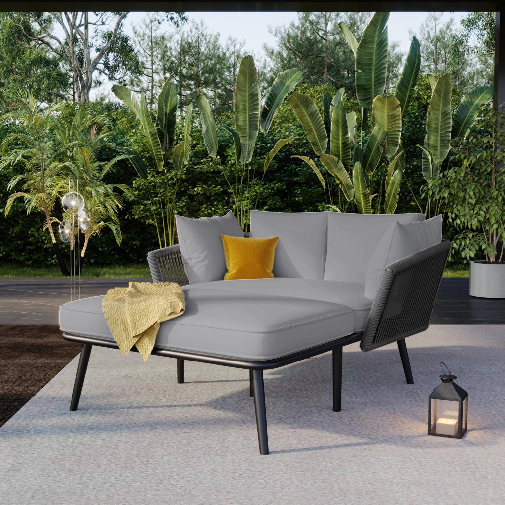 Canap¨¦ de jardin avec 2 coussins et 2 coussins salon de soleil ext¨¦rieur salon de jardin ensemble de meubles de balcon mobilier de salon mobilier de jardin coussins amovibles et lavables gris