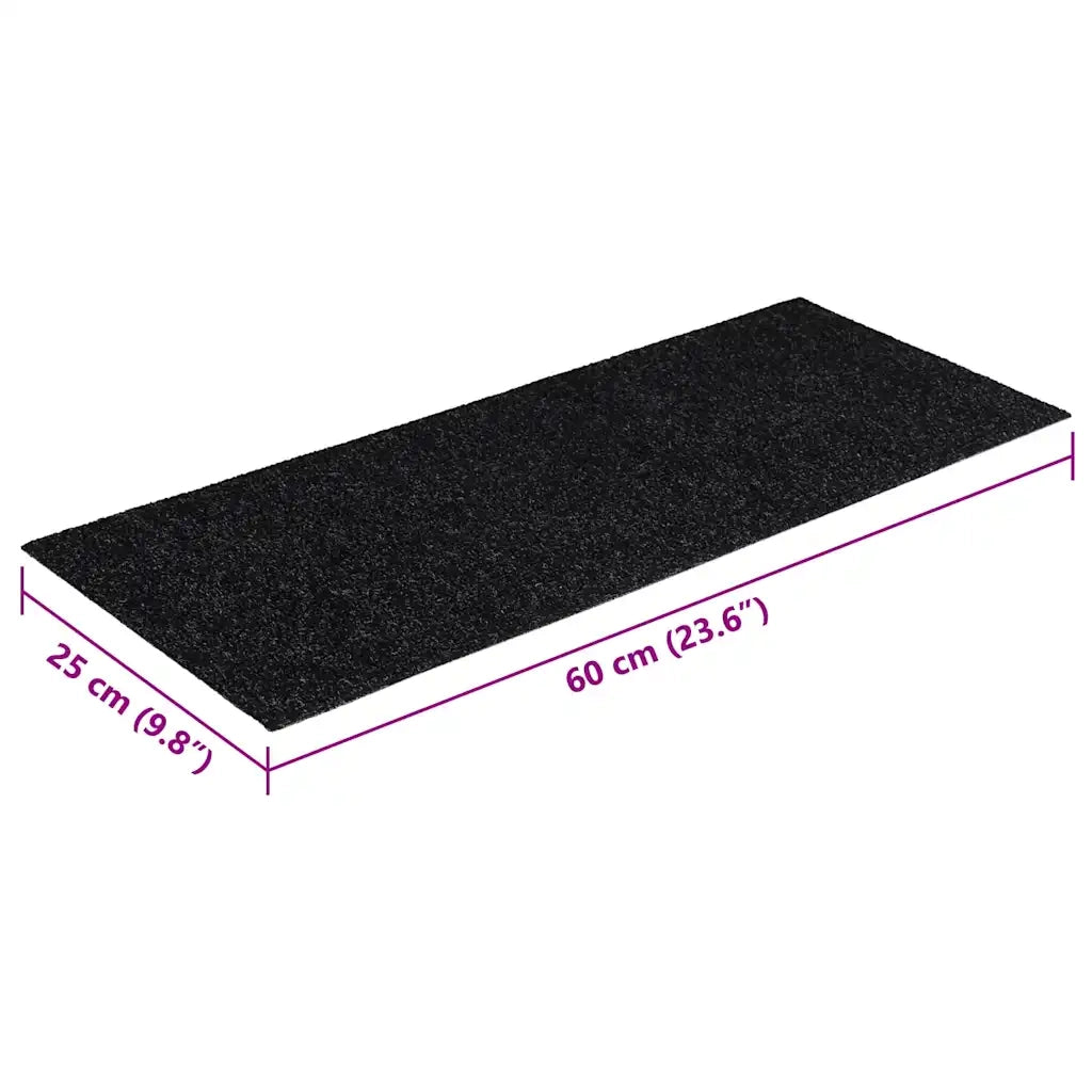 Tappetini per scale autoadesivi 30 pz 60x25 cm neri rettangolari 3365705