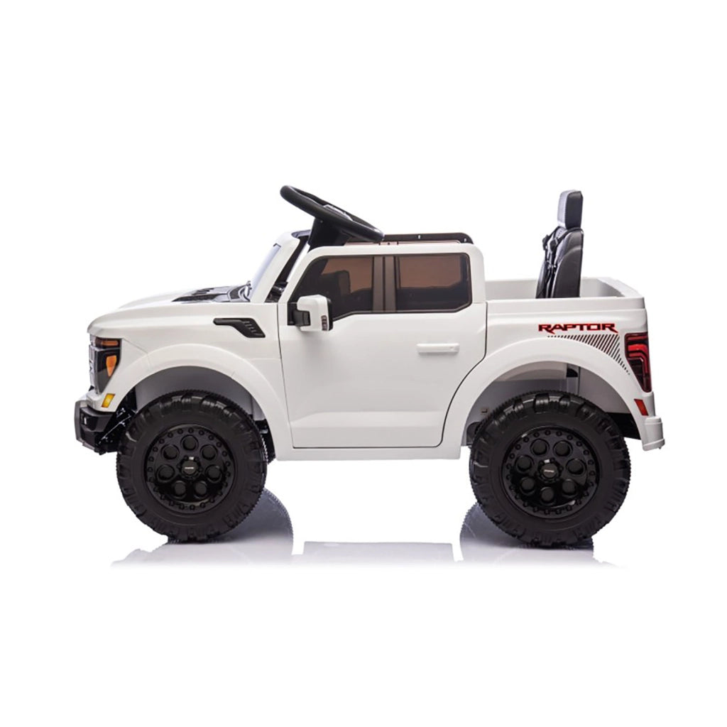 Macchina Elettrica per Bambini Ford Raptor 12V con Telecomando Bluetooth Luci LED e Tappetini Inclusi Bianco