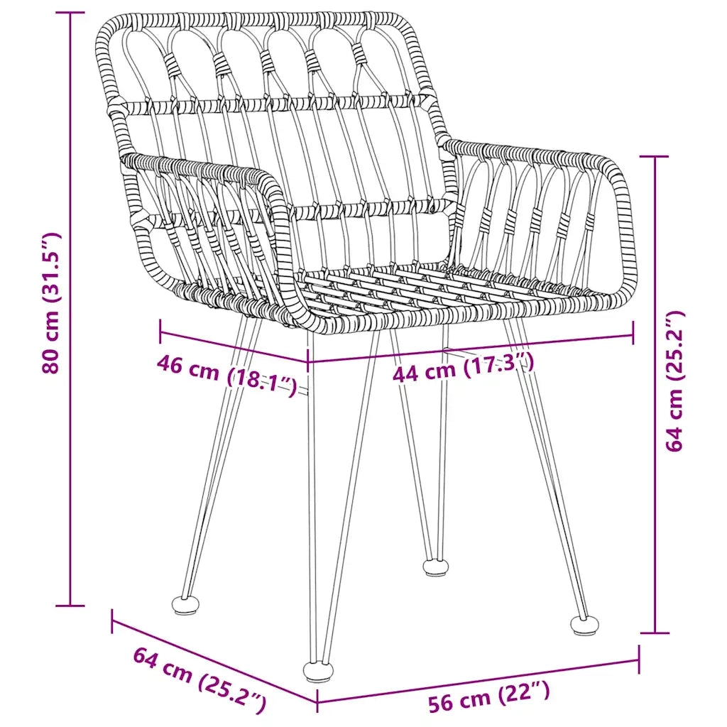 Set da Pranzo per Giardino 5 pcs Marrone 3379178