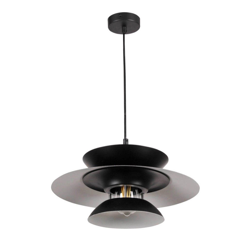 Lampada a sospensione Berit nera metallo Ø35 E27 Polux