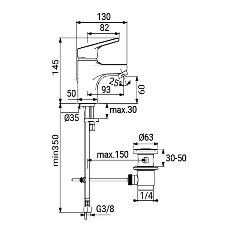 Miscelatore ideal standard serie idro one per lavabo, cromato