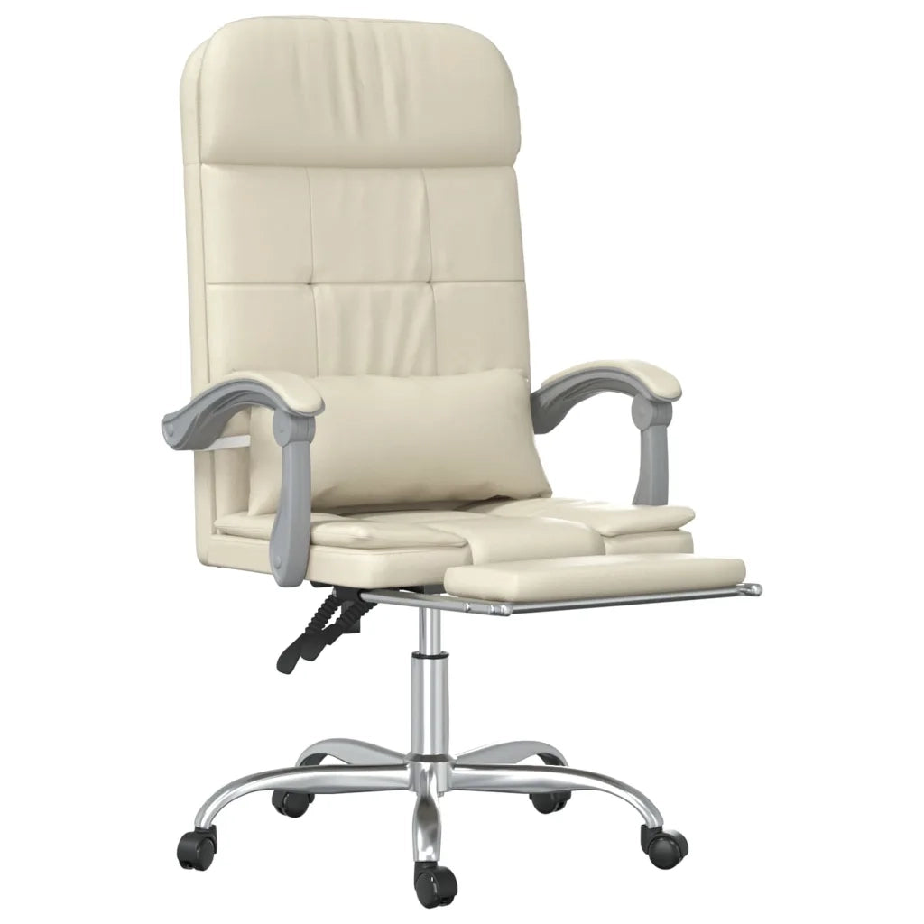 Poltrona da Ufficio Massaggiante Reclinabile Crema Similpelle 349710