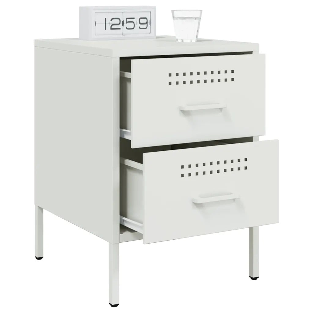 Comodino Bianco 36x39x50,5 cm in Acciaio 842932