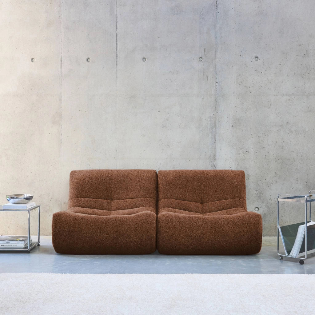 Divano modulare boucle, 2 posti, terracotta