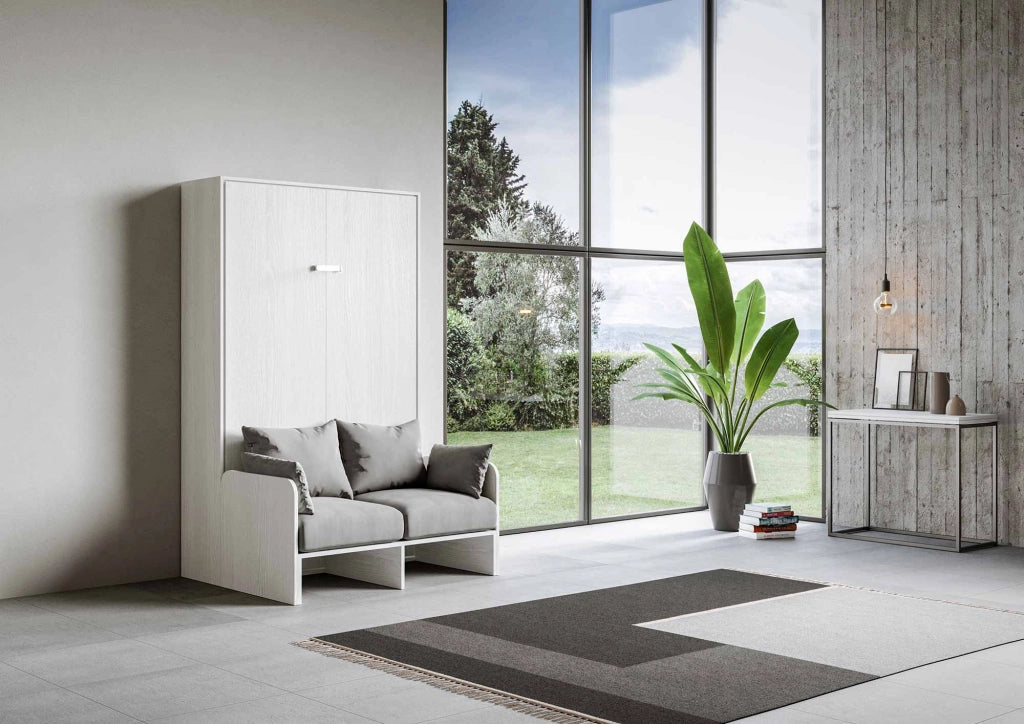 Letto Matrimoniale Francese a Scomparsa Salvaspazio con Sofà Kentaro H210 cm Bianco