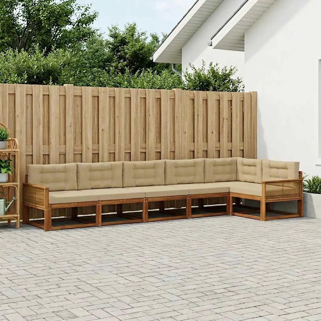 Set di divani da esterno con cuscino 6 pcs Naturale e Beige 3382611