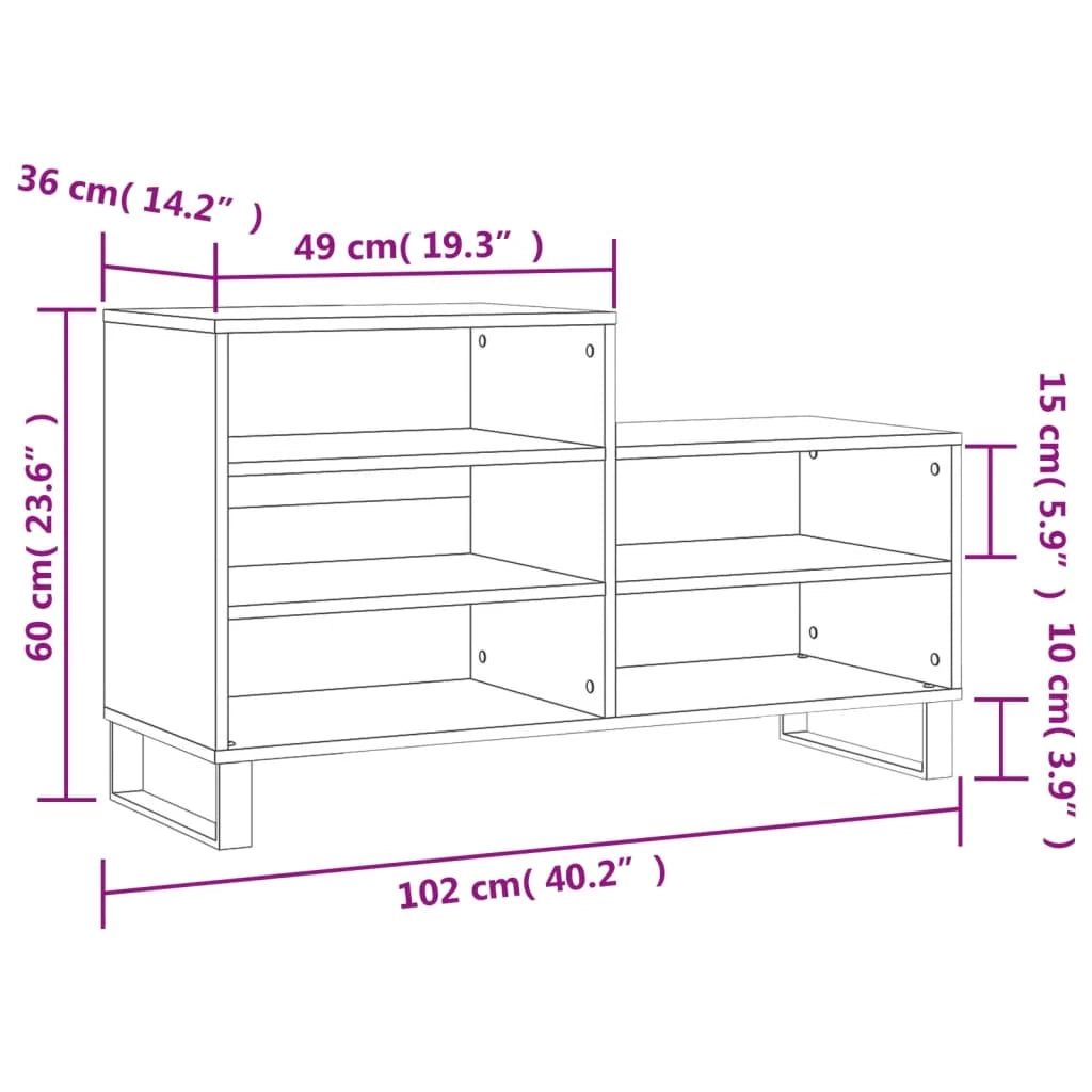 Scarpiera mobile contenitore per scarpe mobile per ingresso/corridoio/soggiorno 102 x 36 x 60 cm legno ingegnerizzato marrone 02_0021617
