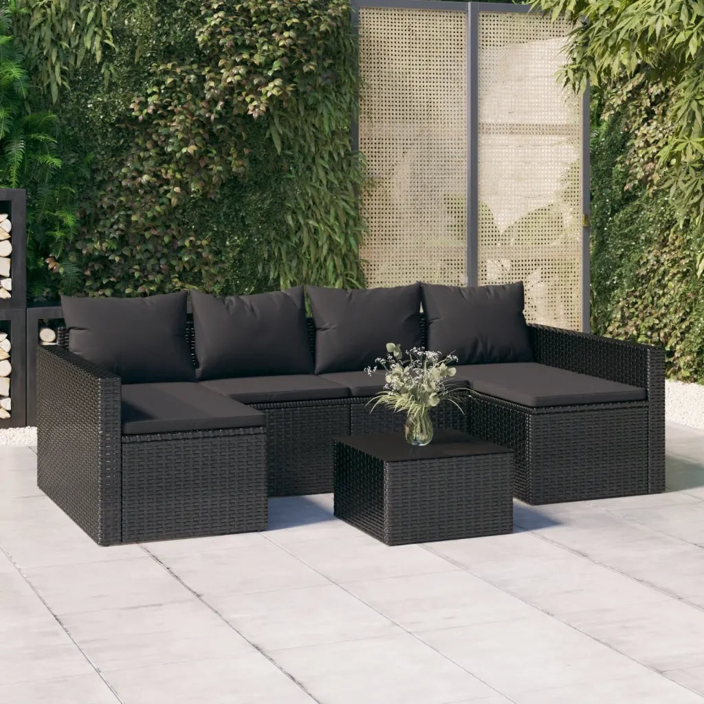 Set da Giardino 2 pz con Cuscini Nero in Polyrattan 362345