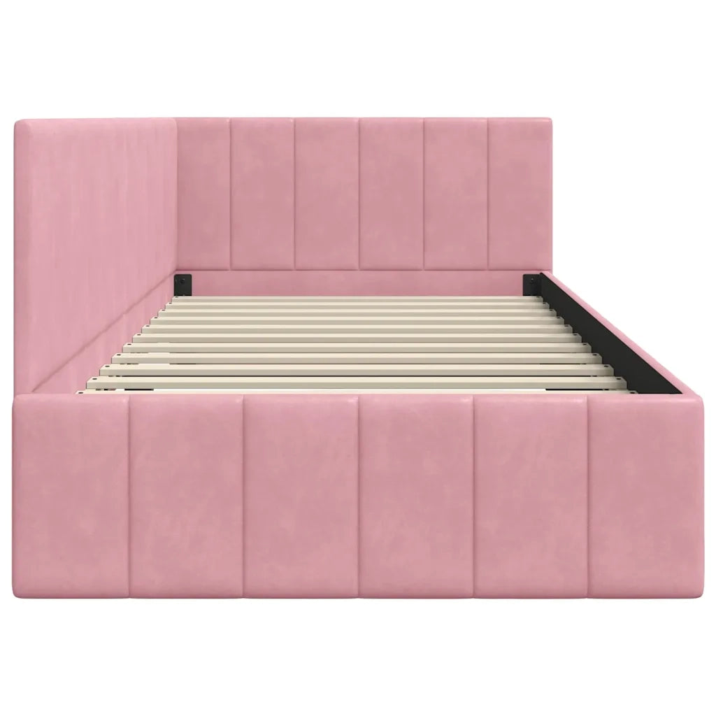 Cornice del letto ad angolo Rosa 100 cm x 200 cm Velluto 42016320