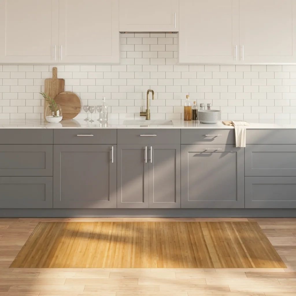 Tappeto Rettangolare Naturale 100x200 cm in Bambù 376805