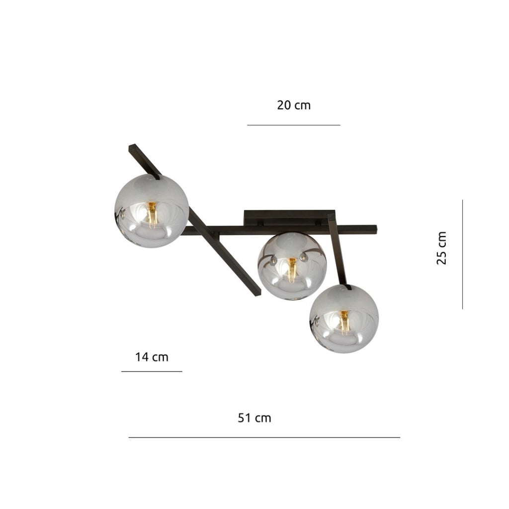Plafoniera Emibig Smart 3 luci E14 nero/grafite dimmerabile