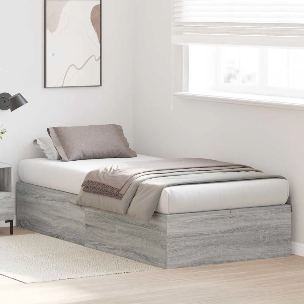 Struttura letto con contenitore-Giroletto con contenitore Grigio Sonoma 90 x 190 cm