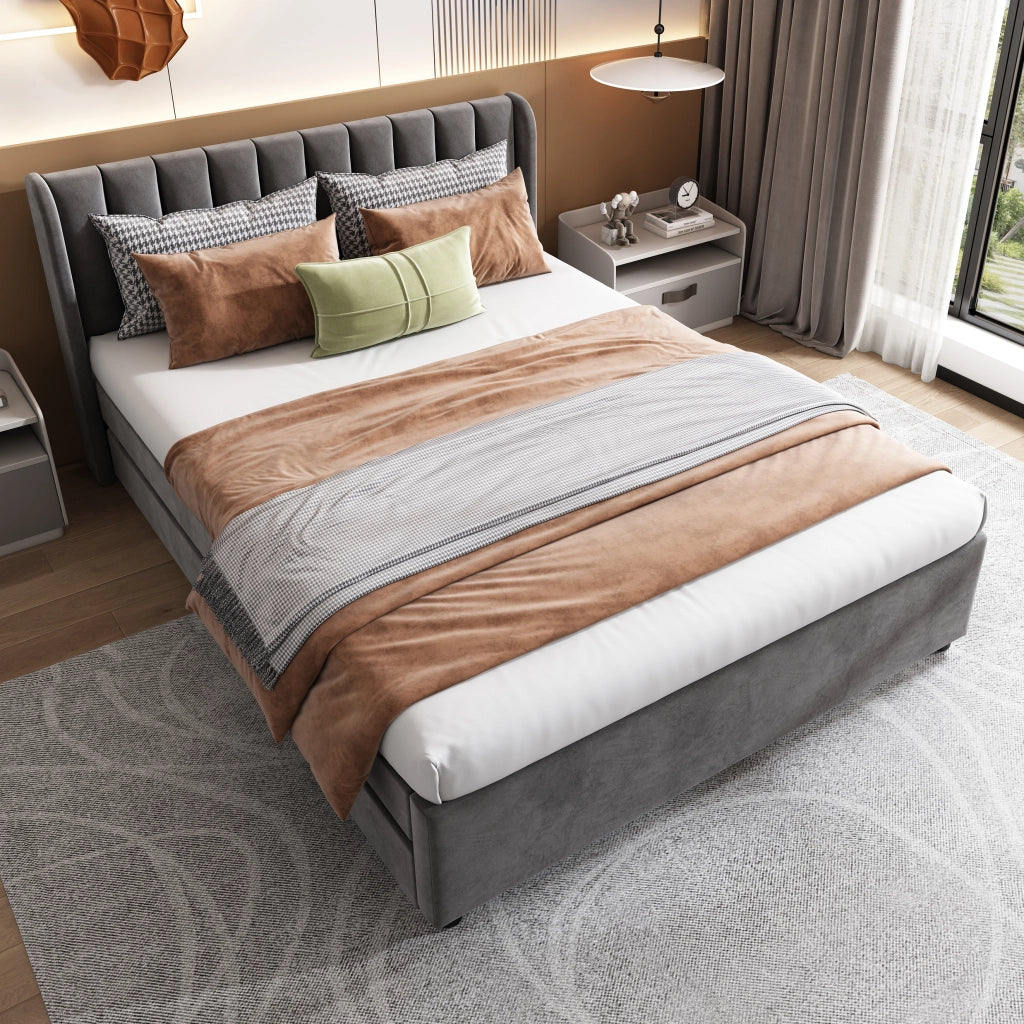 letto imbottito velluto grigio 140 x 200 cm