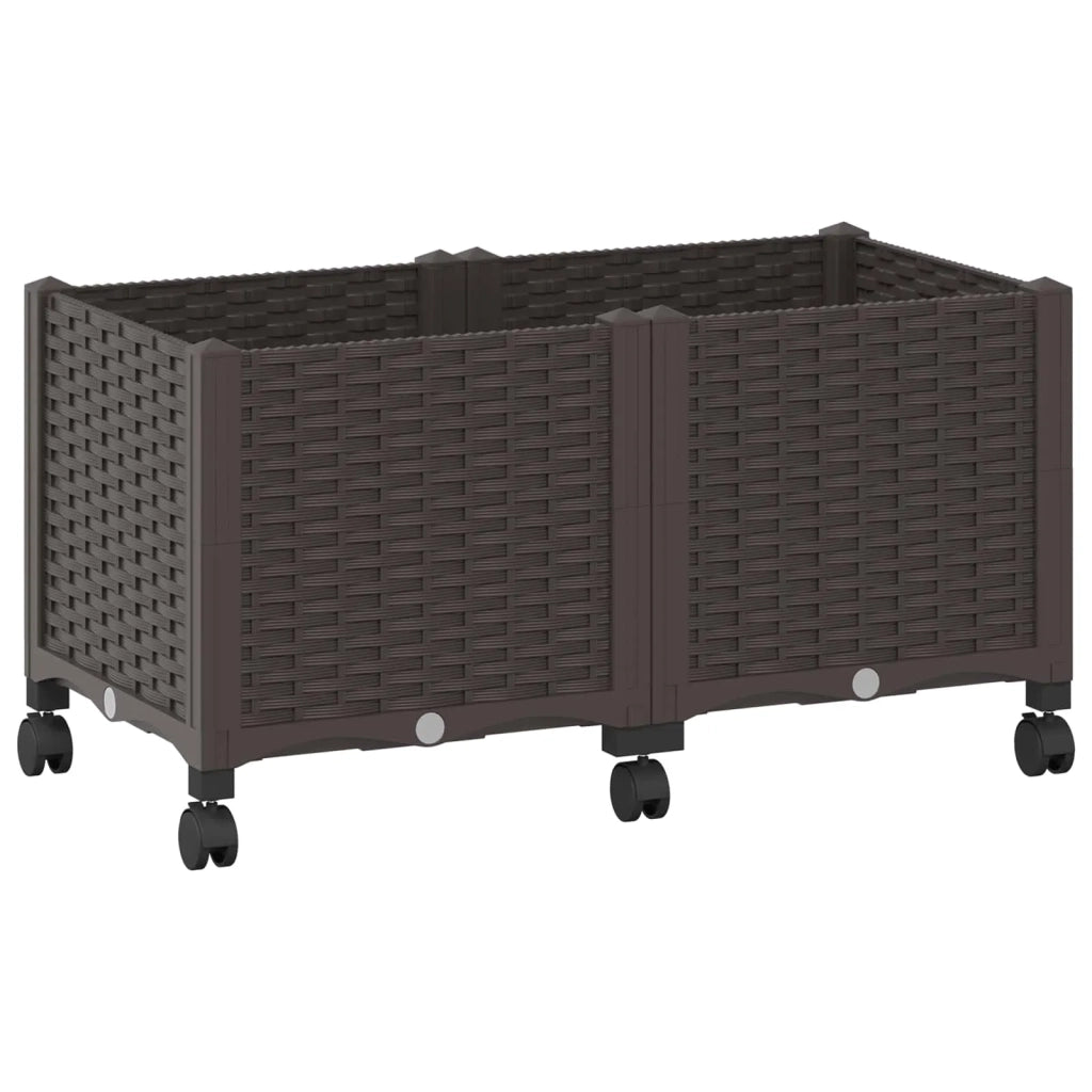 Vaso da Giardino con Ruote Marrone 80 x 40 x 44 cm PP 3422959