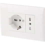 PLACCA C/SUPP PRESA BIPAS+PRESA BIPAS SCHUKO BCO