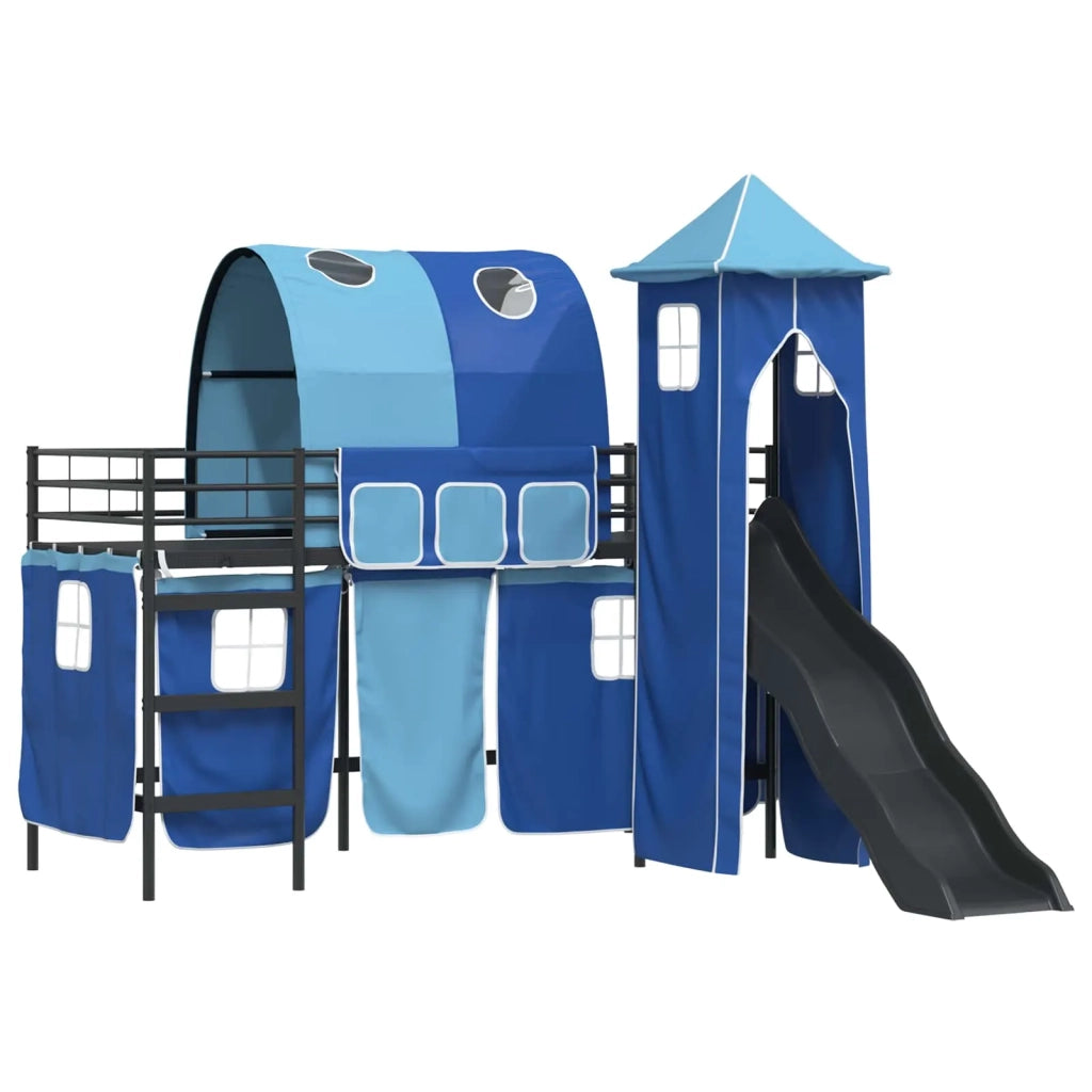 Struttura del letto loft per bambini-Giroletto per bambini Nero e Blu 90 x 190 cm 757063