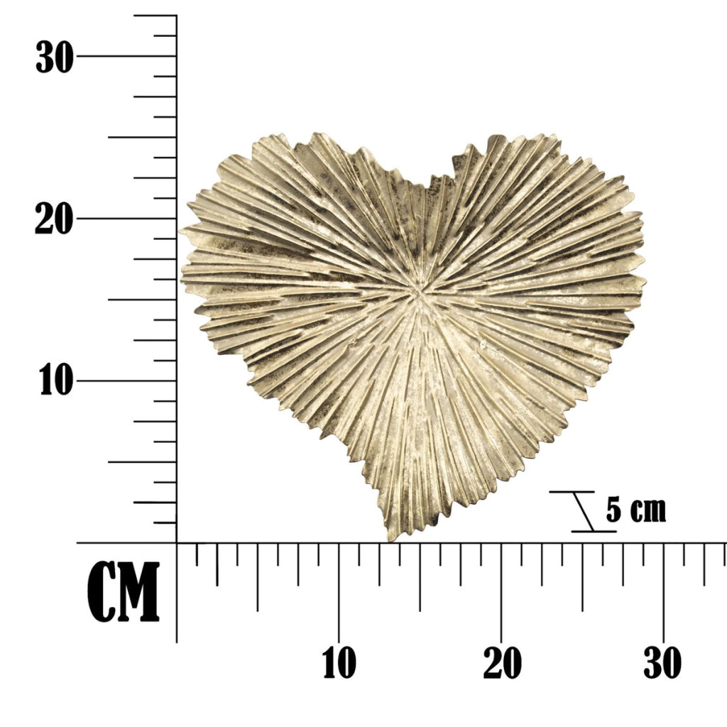 Vassoio Cuore 21, Oro, Metallo, 25x2x29 cm