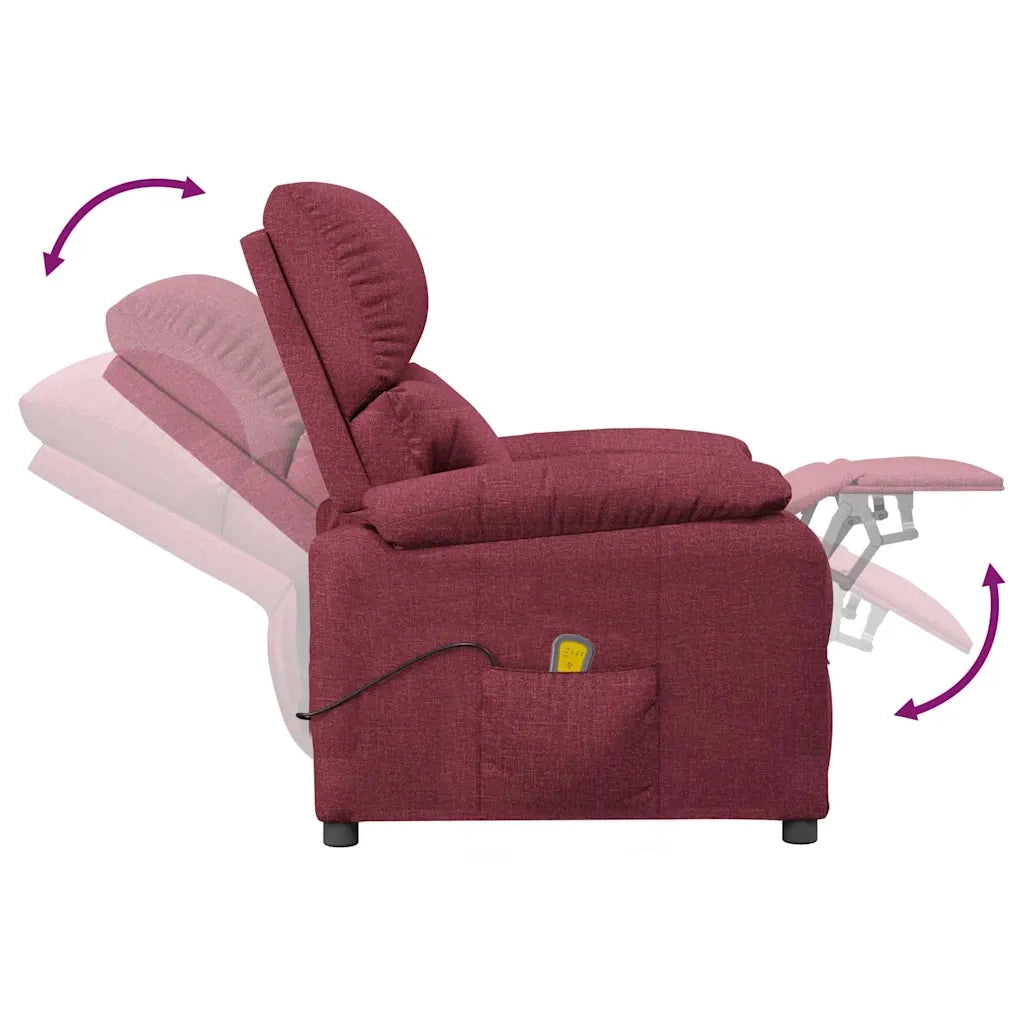Poltrona Massaggiante Elettrica Rosso Vino in Tessuto 342462