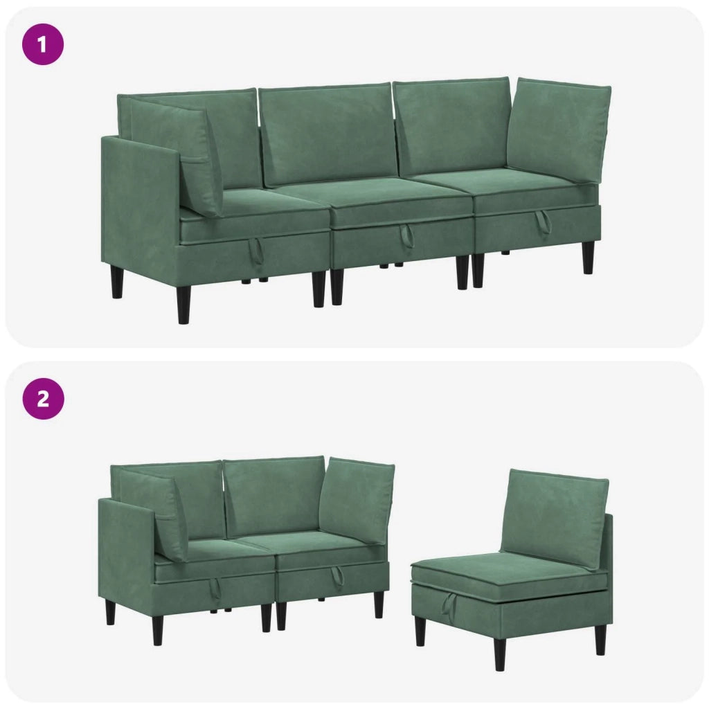 Set di mobili per il soggiorno 3 pcs Verde Mare Velluto 3413773